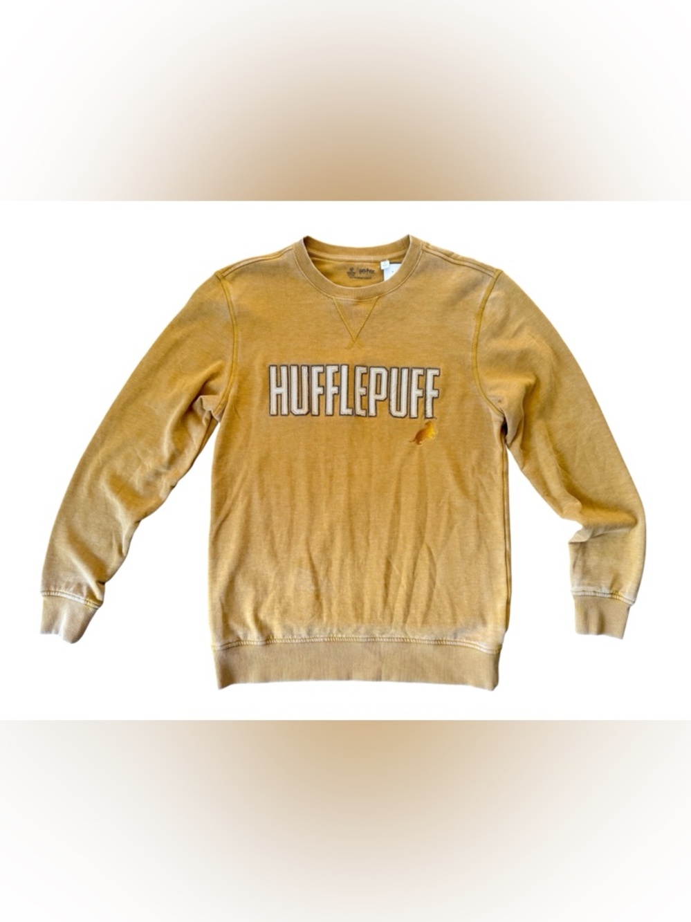 Harry Potter Hufflepuff Crewneck Sweatshirt Mustard Yellow Size S/M Embroidered
